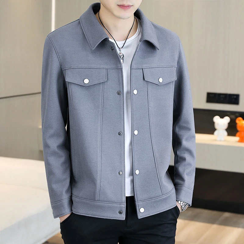 男士外套秋冬季2023新款成熟休闲夹克翻领男装百搭上衣高端夹克衫