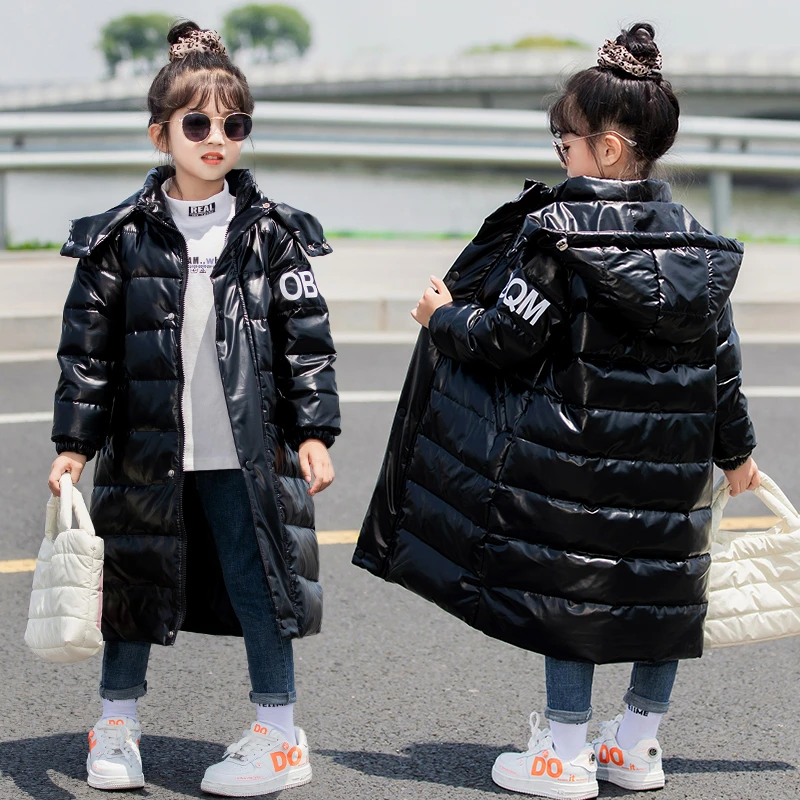 儿童羽绒服冬季新款男童中长款保暖白鸭绒女童中大童保暖过膝外套