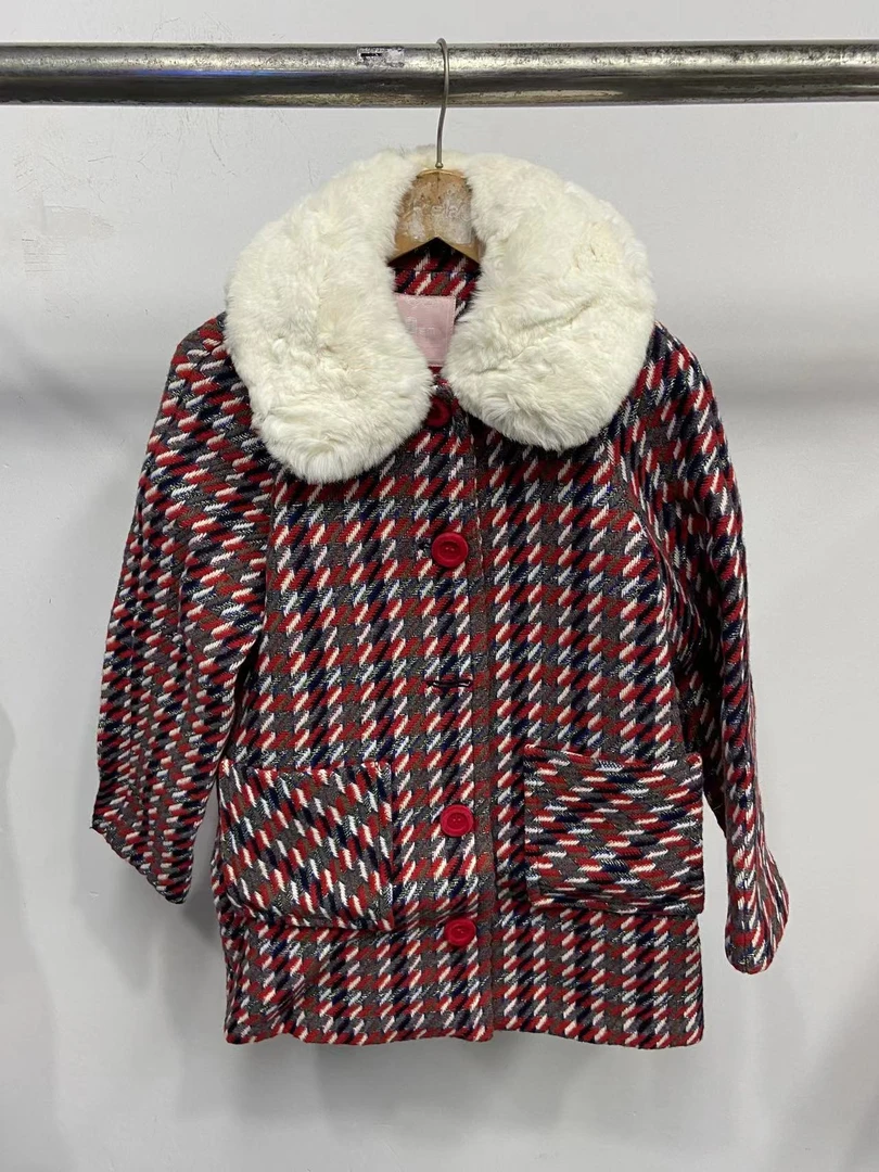 拉家秋冬新款韩版红格子大衣