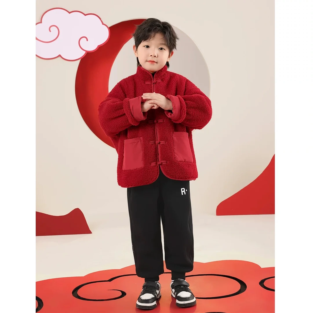 棉致中大童国风棉服红色拜年服冬季新款夹棉加厚棉袄MZE410-tylj
