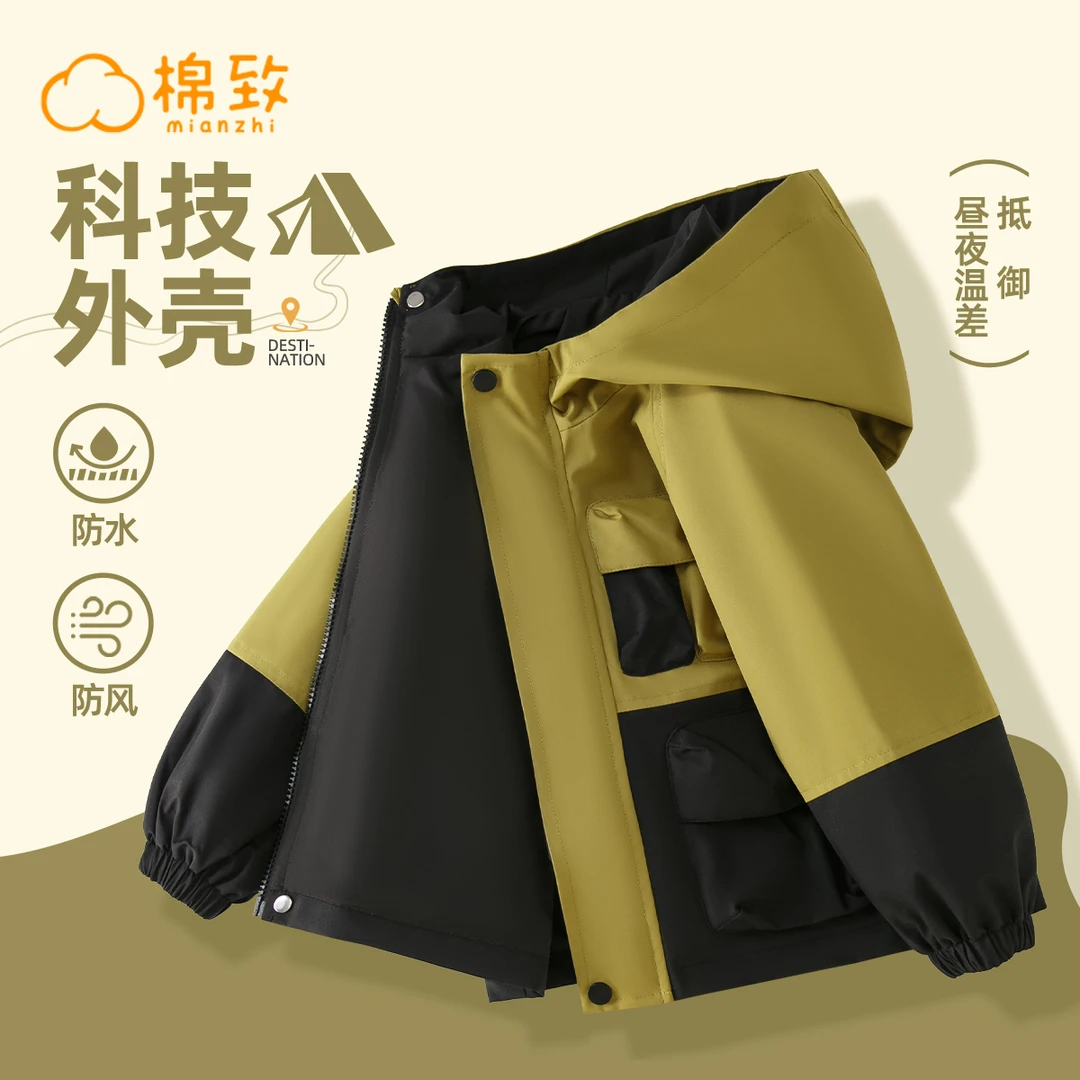 男童户外防风夹克2024新款中大童韩版工装服