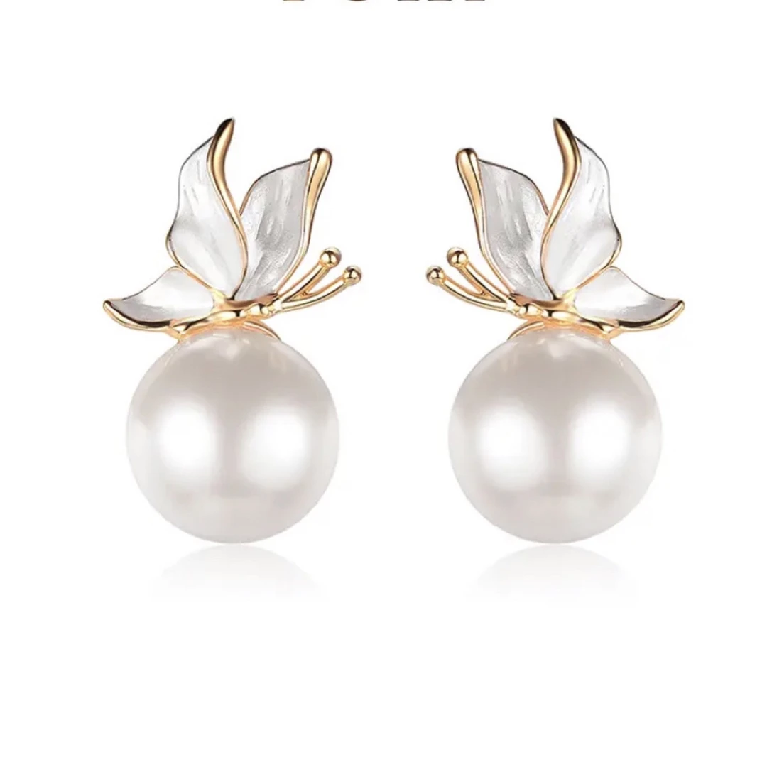 铜合金耳饰 镀18K～【花飞蝶舞】气质百搭优雅精致简约风耳夹