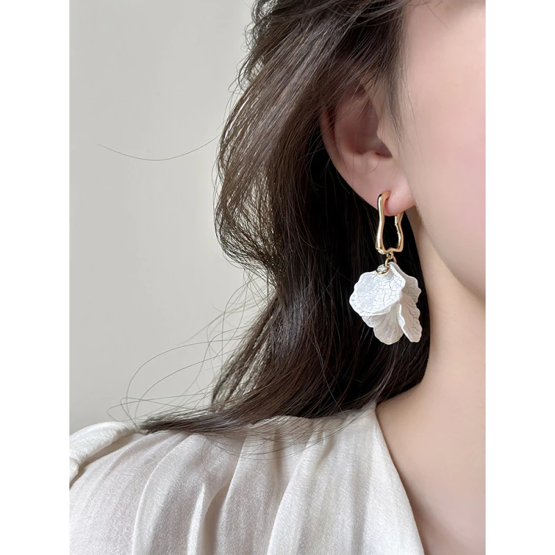 合金亚克力耳饰 流苏长款独特小众设计感高级花朵气质
