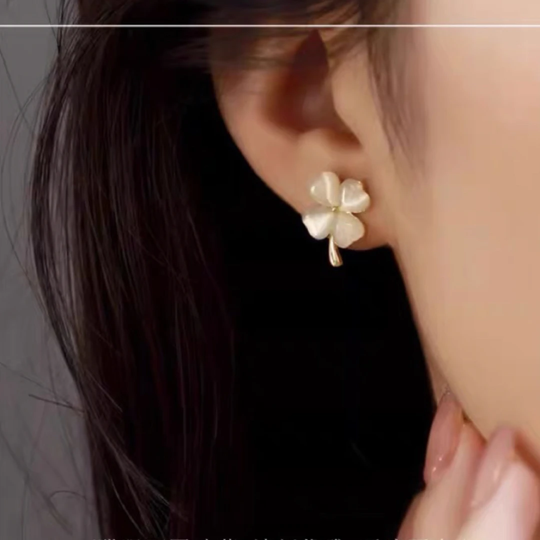 合金耳饰 花朵耳夹气质简约时尚耳钉法式复古小众设计蚊香盘