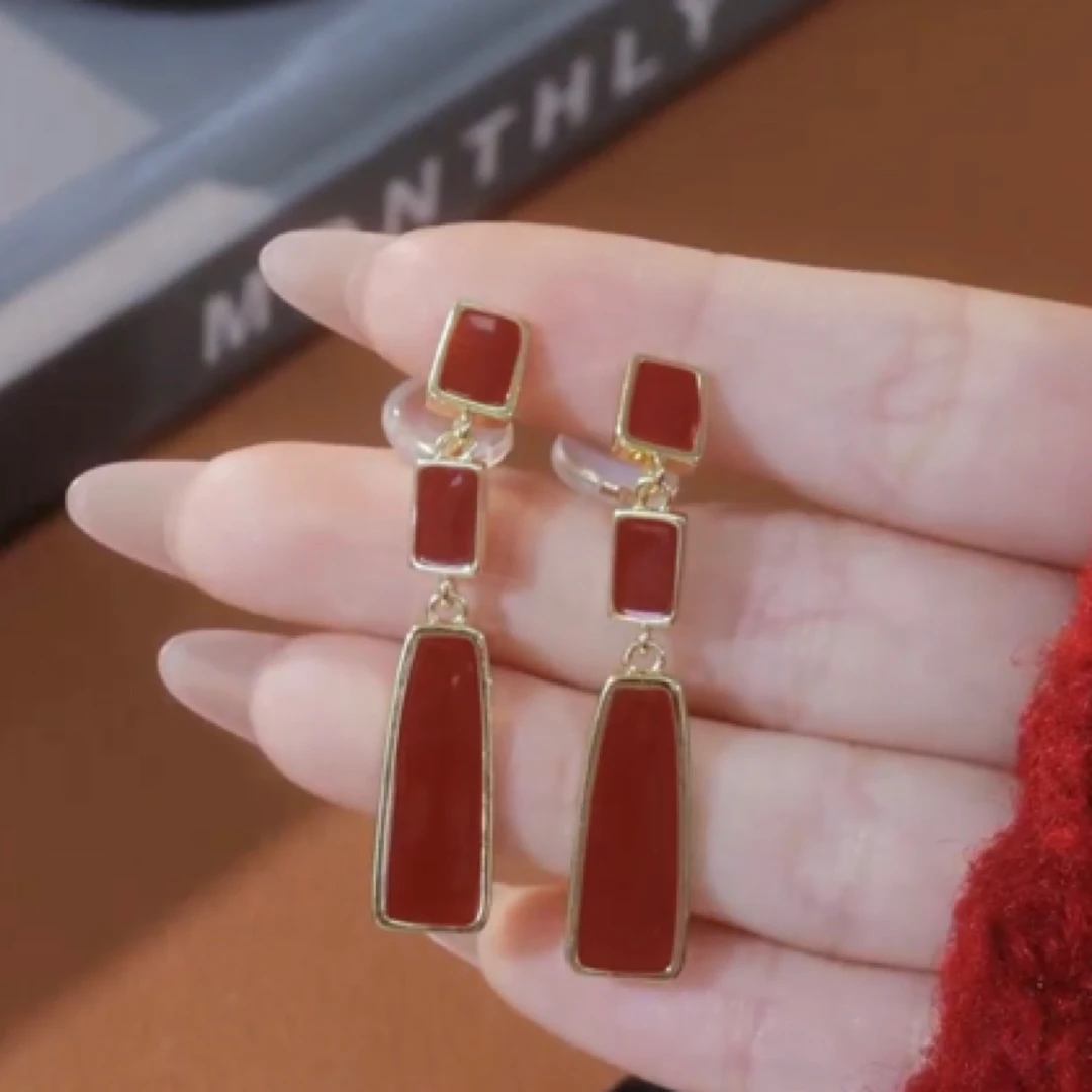 铜合金耳饰 镀24K一体耳夹显白修饰脸型气质耳夹