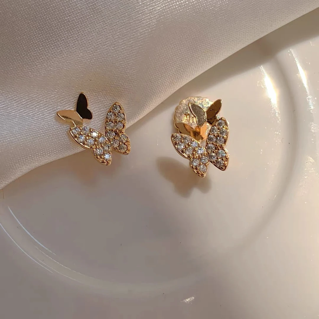 铜合金耳饰 【新比翼】森系绝美蝴蝶耳夹无耳洞女耳饰蚊香盘耳夹
