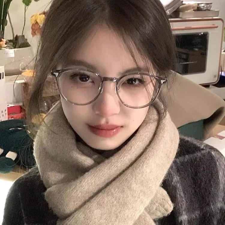 Wow!椰子灰近视眼镜女学生可配度数显瘦圆框高颜值简约素颜平光镜