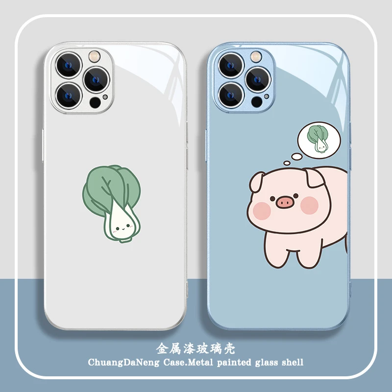 适用苹果/华为/小米/OPPO/VIVO新款高颜值白菜给猪拱了情侣手机壳