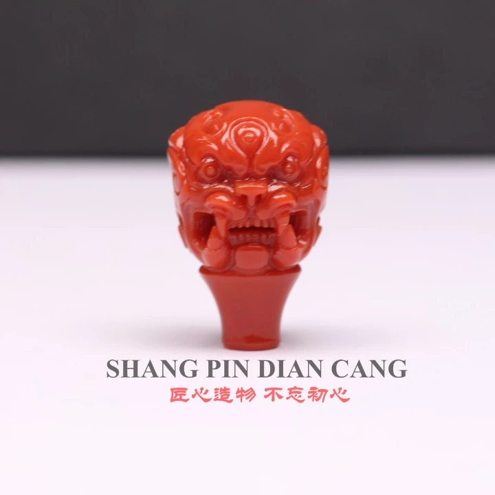 文玩配饰川料瓦西兽面三通貔貅三通手工雕刻三通老型珠对珠配饰