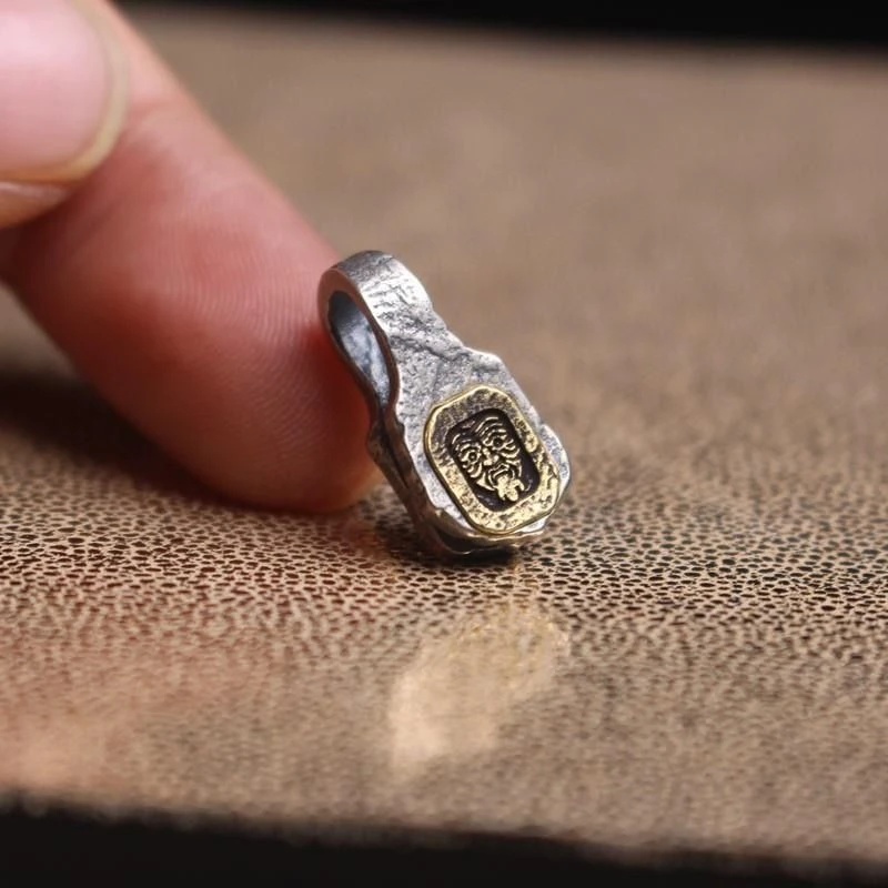 925 扎基拉姆卡子配饰藏式女财神手工做旧双面文玩diy配饰