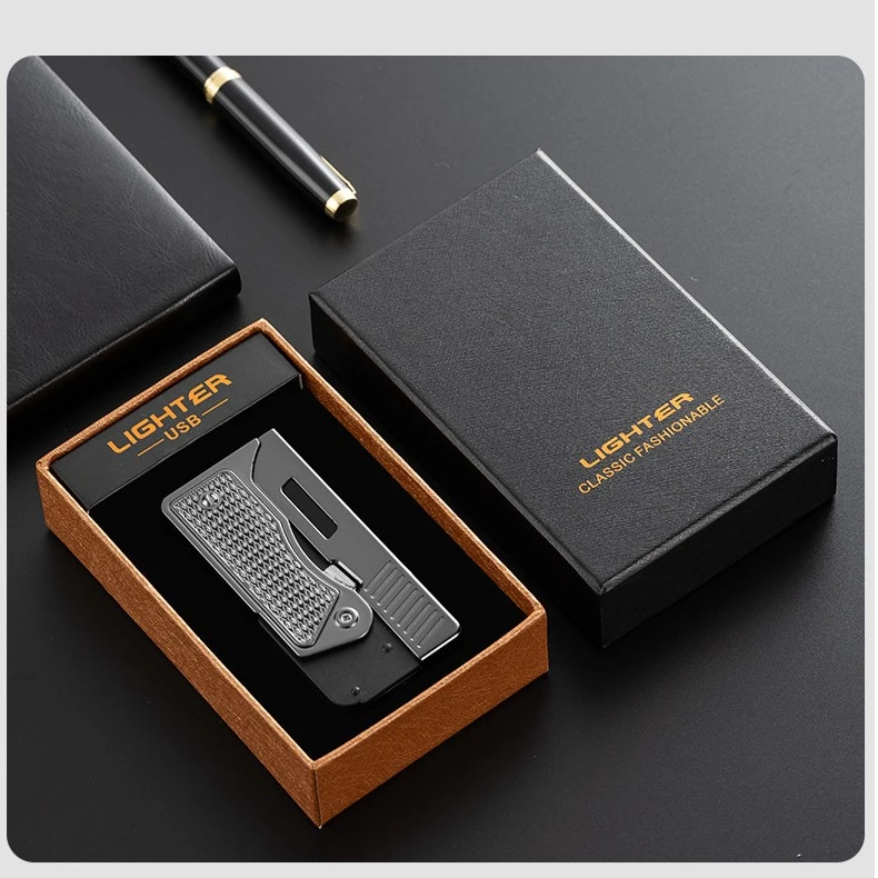 创意折叠打火机玩具枪二合一充气充电双用防风雪茄打火机电弧个性