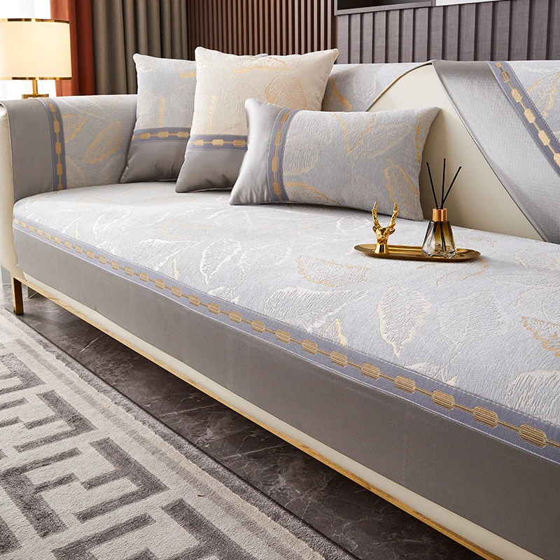 【叶徳琳】雪尼尔简约轻奢沙发垫现代防滑皮沙发套罩盖布四季通用