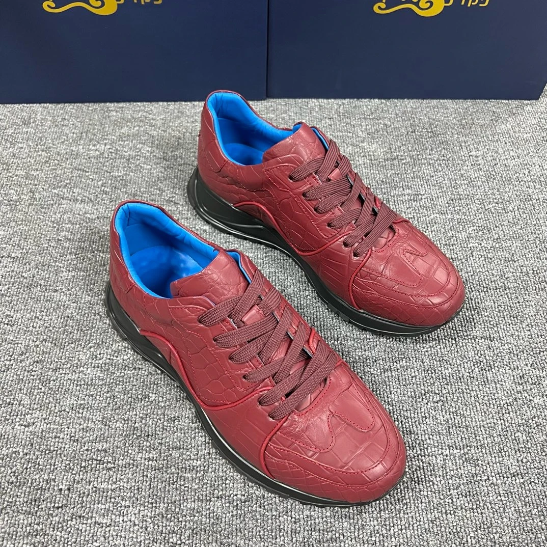 鳄鱼皮男鞋2024新款真皮皮鞋时尚休闲男鞋百搭轻奢橡胶底真皮男鞋