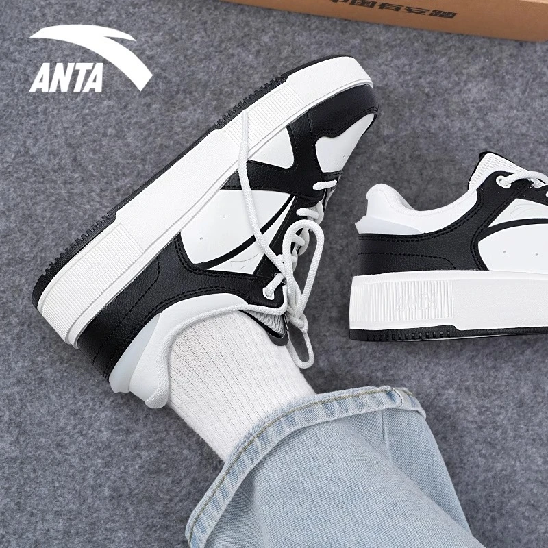 安踏板鞋女鞋奶盖海盐蓝小白鞋正品百搭休闲平底运动鞋922428008