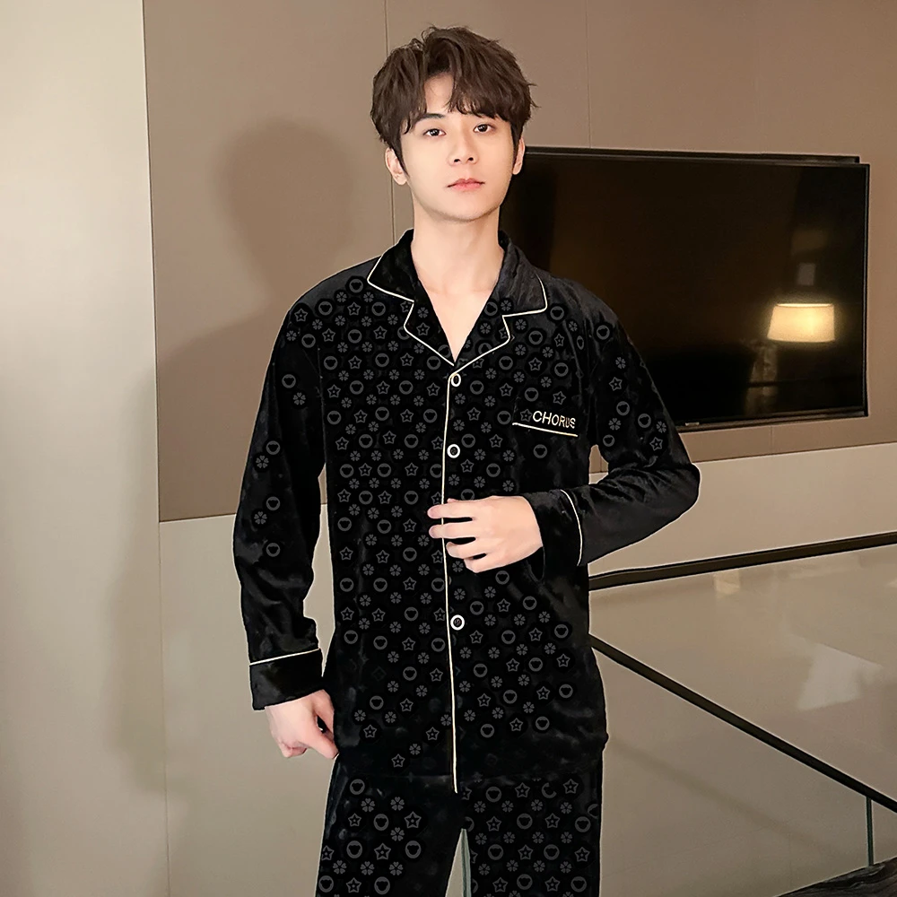 2024睡衣男士金丝绒春秋长袖套装大码宽松秋冬季高档家居服可外穿