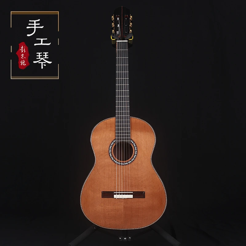 彭志龙全手工红松玫瑰木全单39寸古典吉他木质