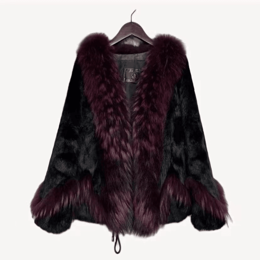 海宁百搭轻奢大毛领雪兔毛短外套百搭不挑人