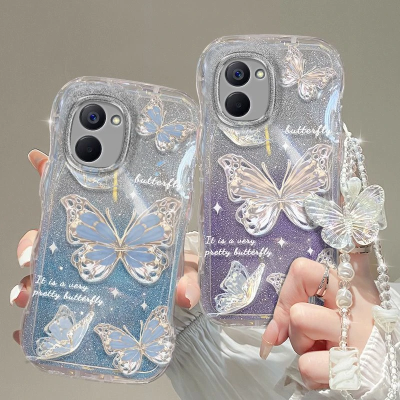 闪粉蝴蝶适用真我10s壳realme10s5G女新款RMX3617全包防摔软壳INS
