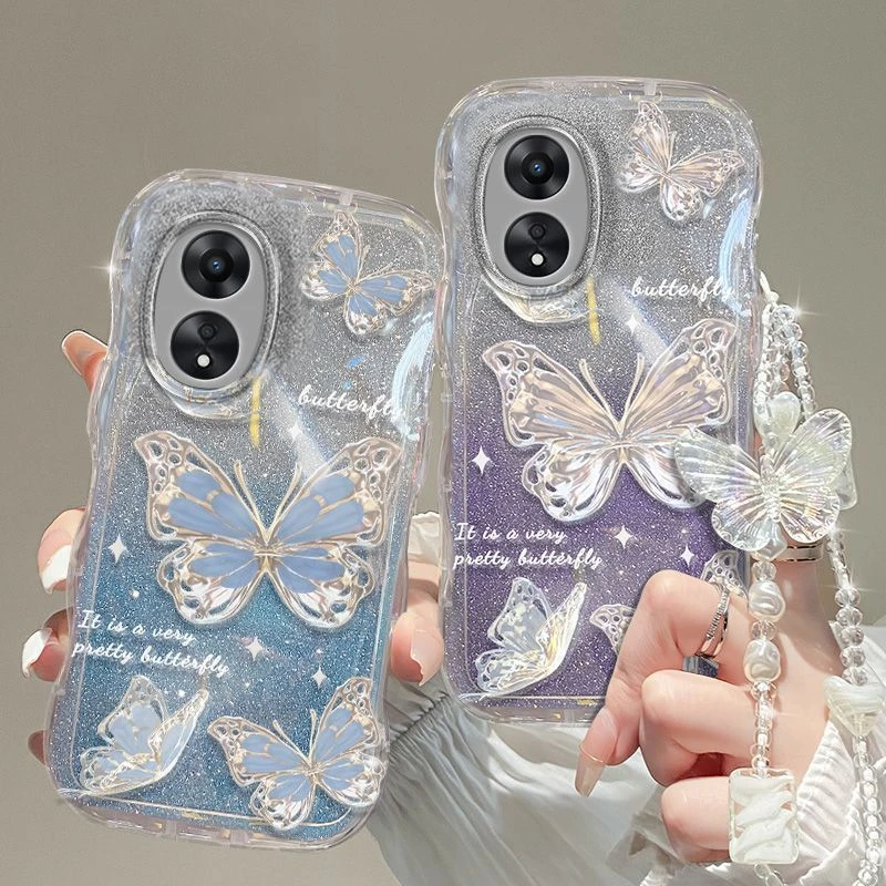 闪粉蝴蝶适用oppoa1x手机壳A1x保护套PHJ110全包防摔软壳女新款网