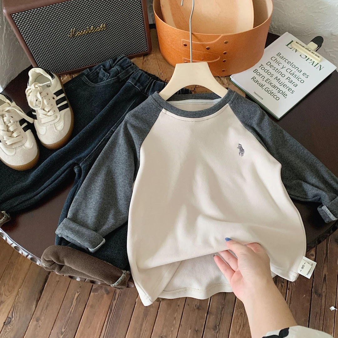 秋冬季新款儿童洋气打底衫宝宝百搭男女童长袖t恤中小童内搭上衣