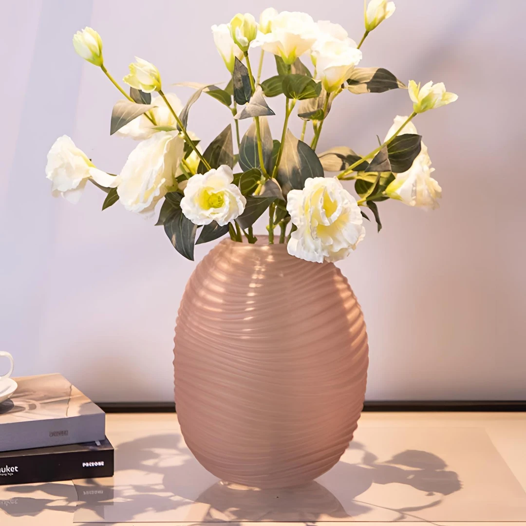 YEMAI 082北欧磨砂水波纹设计高级感水培桌面摆件花瓶不同温馨