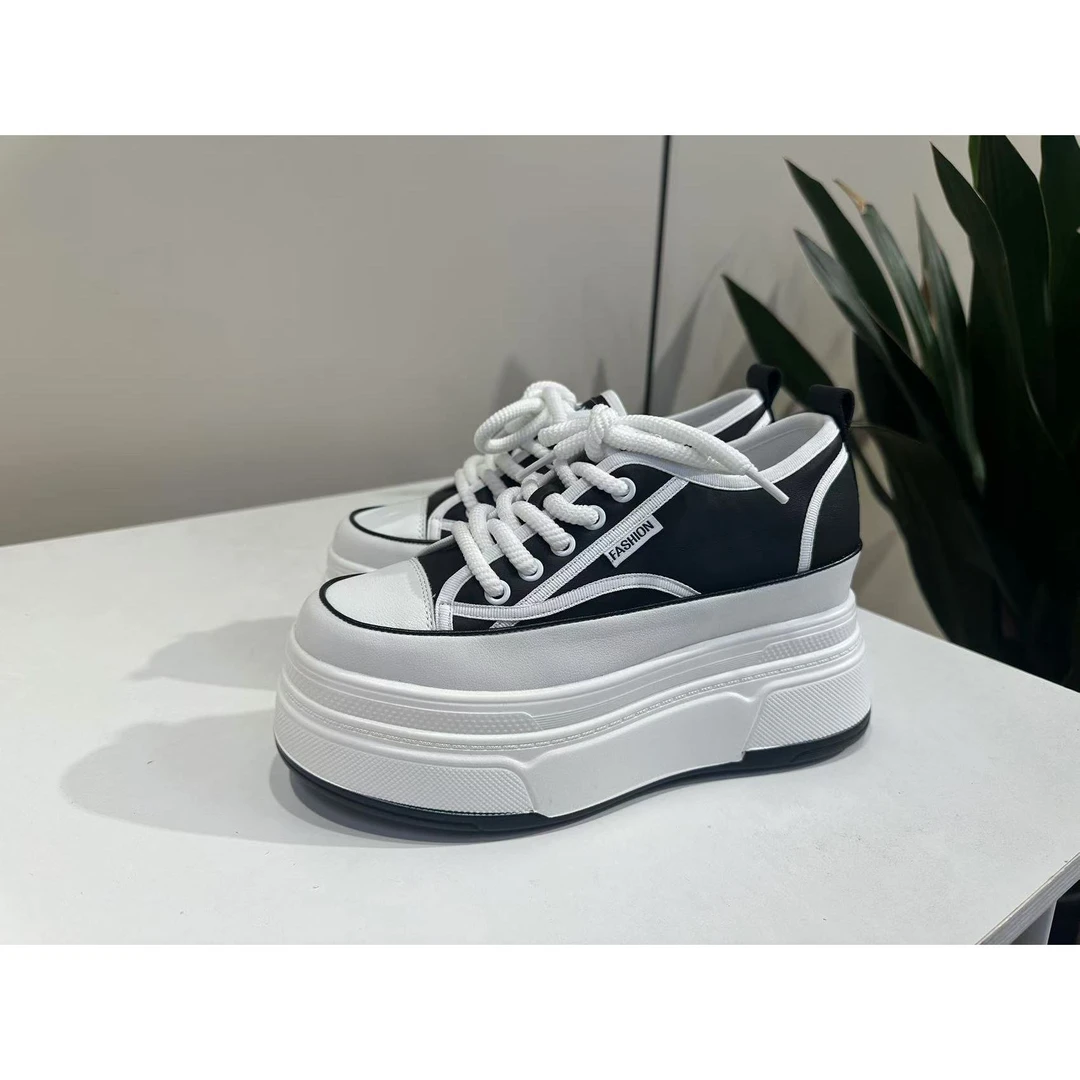 增高板鞋2024秋季新款百搭松糕厚底小白鞋女透气运动J10-1085-90