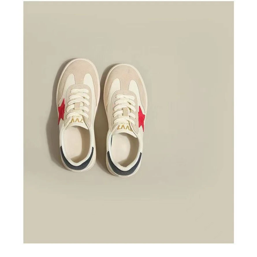 星星厚底板鞋女2024春季新款圆头软底轻便德训鞋百搭小白鞋188-28