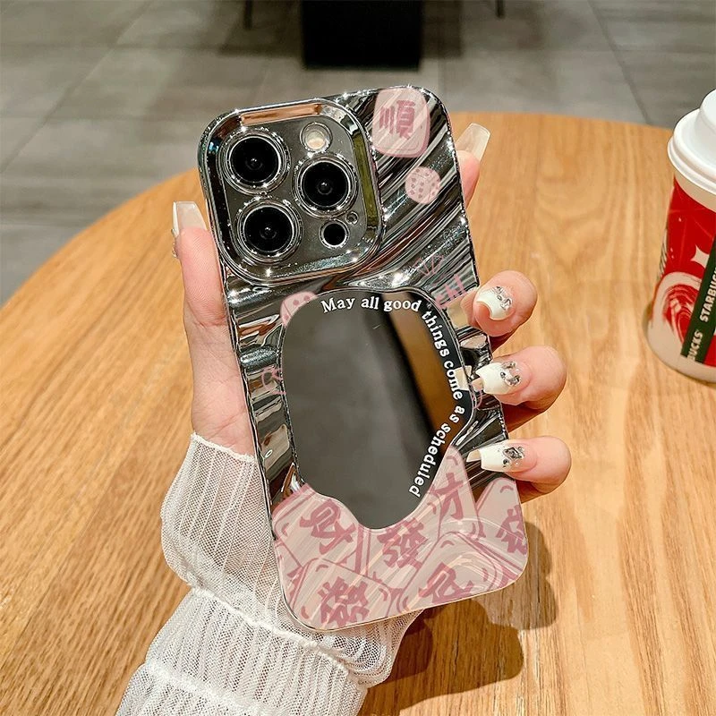 奢华发财镜子壳苹果15Promax手机壳女款iPhone14plus/13/12/11/xs