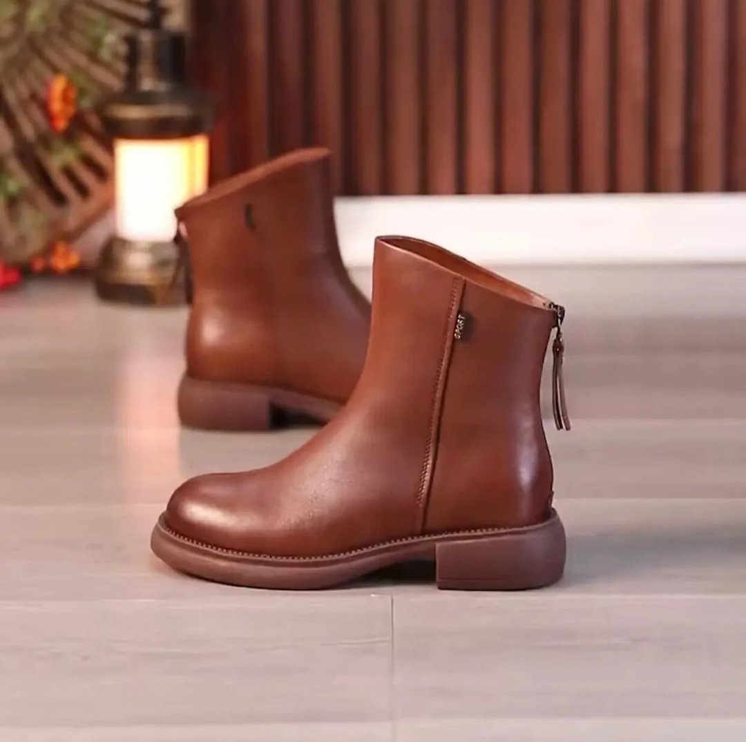 2024新款马丁靴软底软面时尚短靴百搭韩版冬季加绒防滑时尚女靴