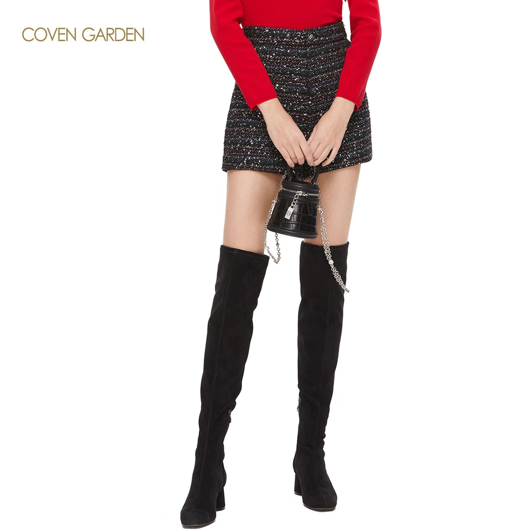 【彭彭echo专属】哥文花园小香风花呢高腰短裤CWA4122380