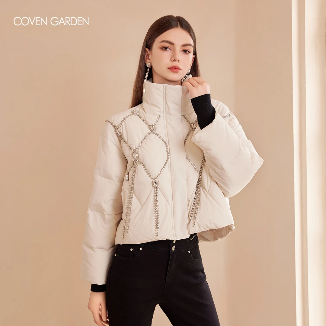 【哥文花园】白色短款羽绒服高领女面包服外套 CTA4336120