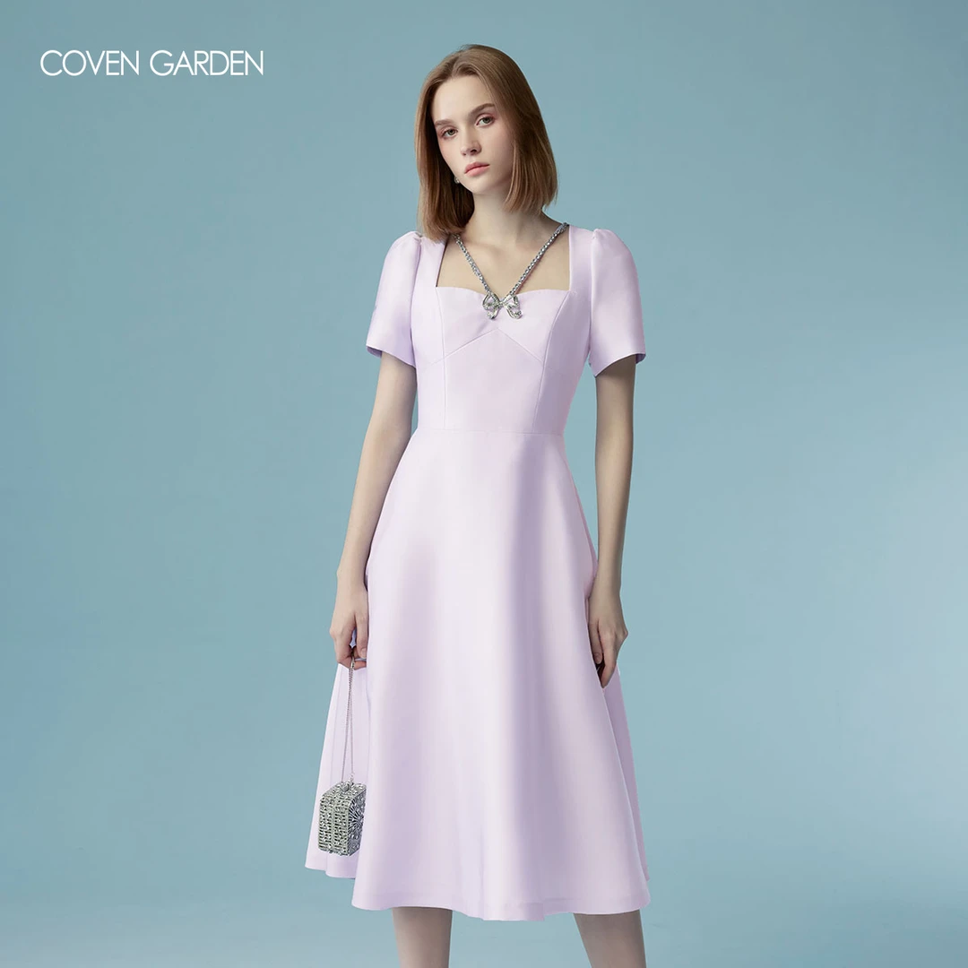 【哥文花园】高贵紫色塔夫绸连衣裙千金范 CLA1084100