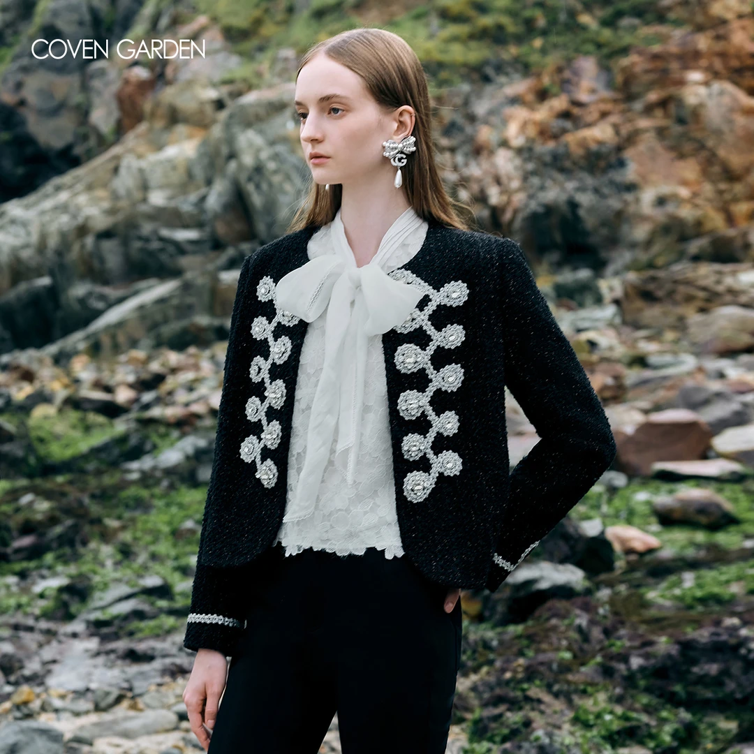 【达人专属】哥文花园钻饰银色闪片点缀优雅端庄质感外套CLA4342410