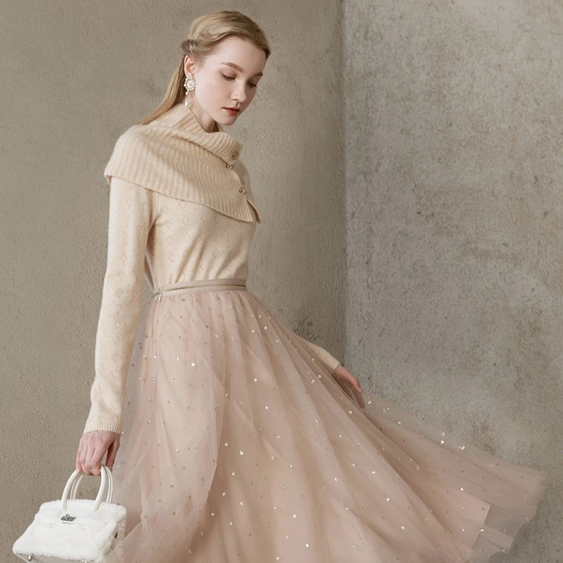 哥文花园  毛针织衫女软糯毛衣配围脖 CTA4035210