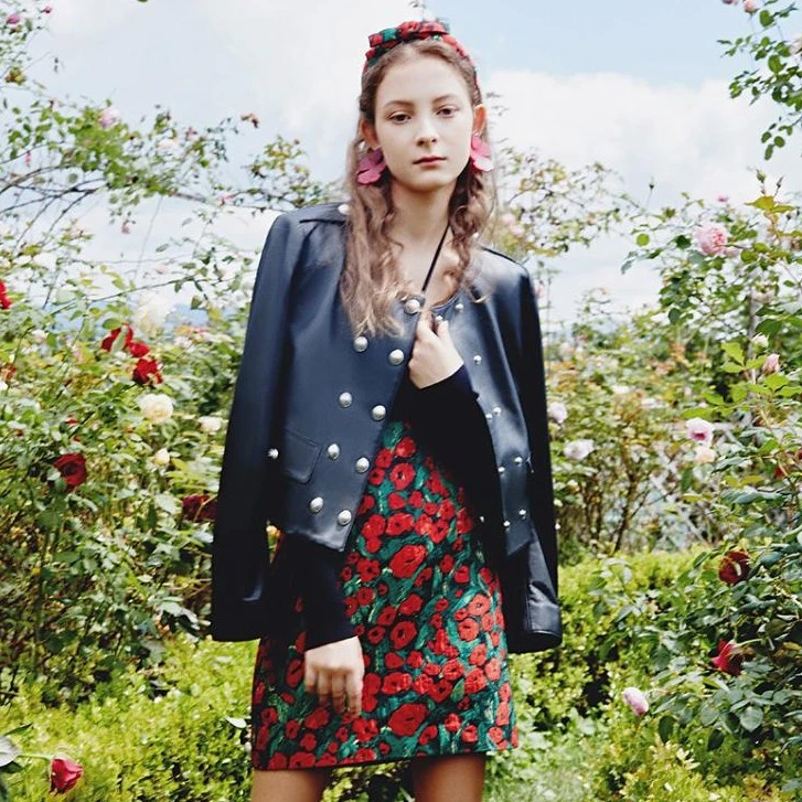 【彭彭echo专属】哥文花园高腰设计感印花包臀裙短裙CTC1071398