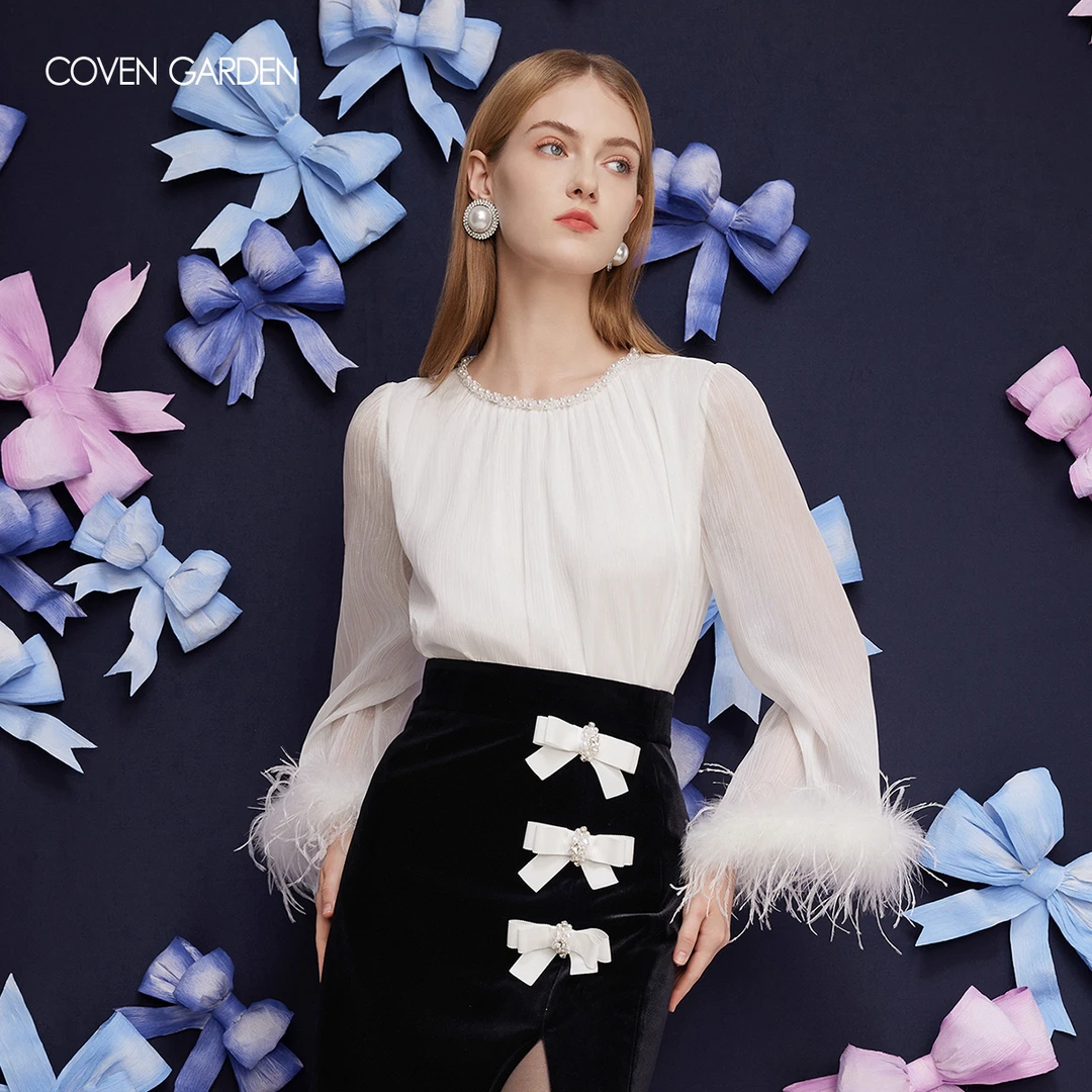 【哥文花园】 亮丝雪纺长袖白衬衫 CLA3014670