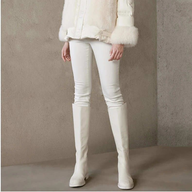 【若谷粉丝专属】哥文花园简约百搭白色牛仔裤CTA4061600