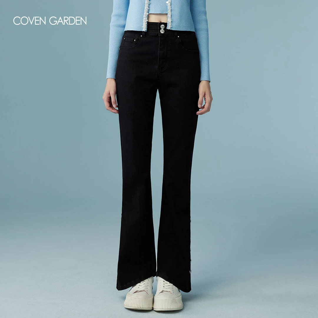 【哥文花园】黑色直筒牛仔裤女显瘦 CLA1065350