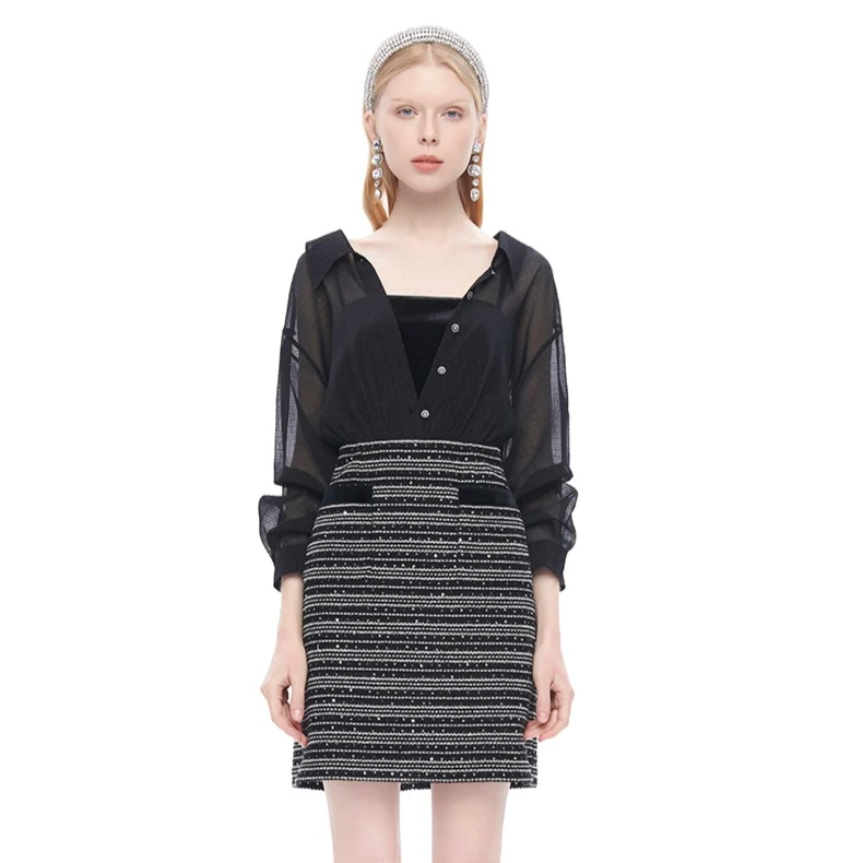 【陈大可】哥文花园衬衫拼接假两件连衣裙CWA3081710 COVEN GARDEN