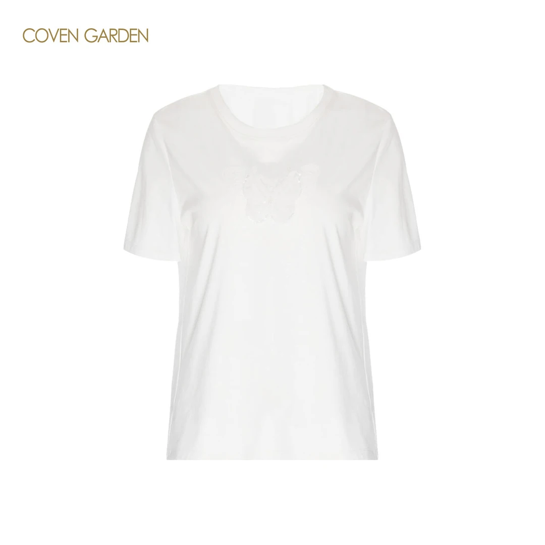 哥文花园 棉T恤蝴蝶刺绣 CLA3021040 COVEN GARDEN