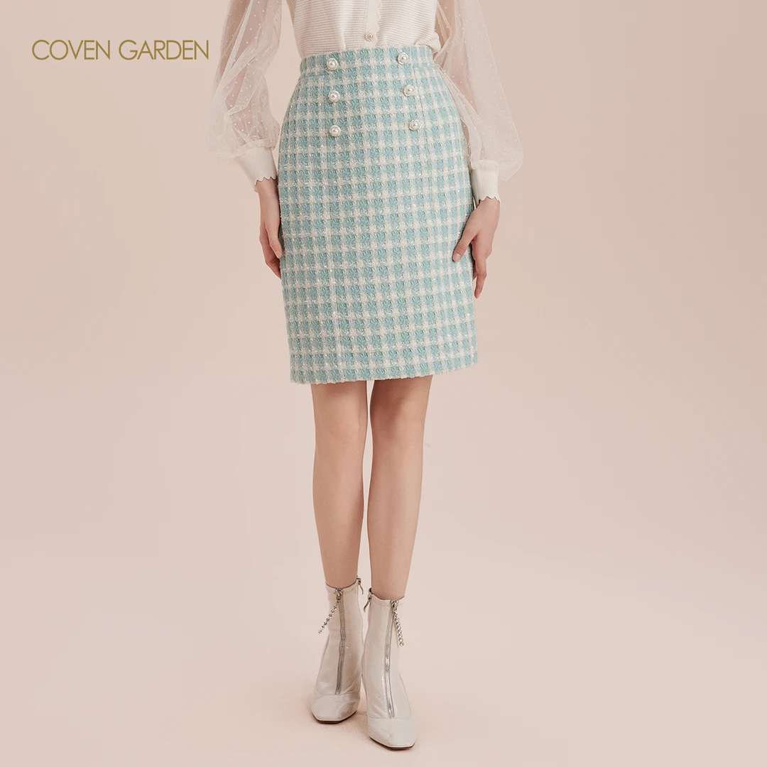 【若谷粉丝专属】哥文花园格纹香风a字半身裙CTA4072770