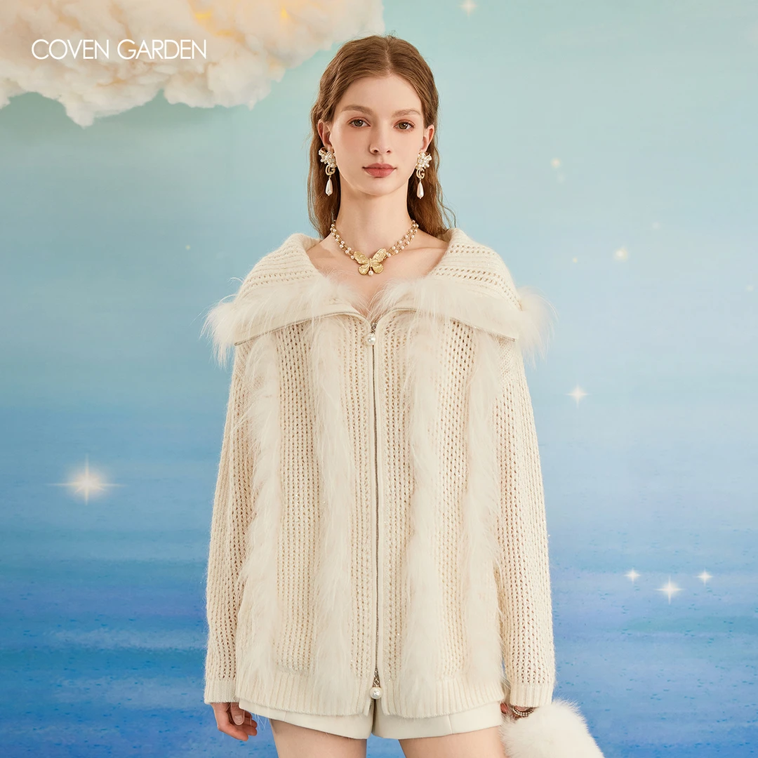 【哥文花园】大翻领年轻俏皮视觉显瘦针织外套 CLA40310