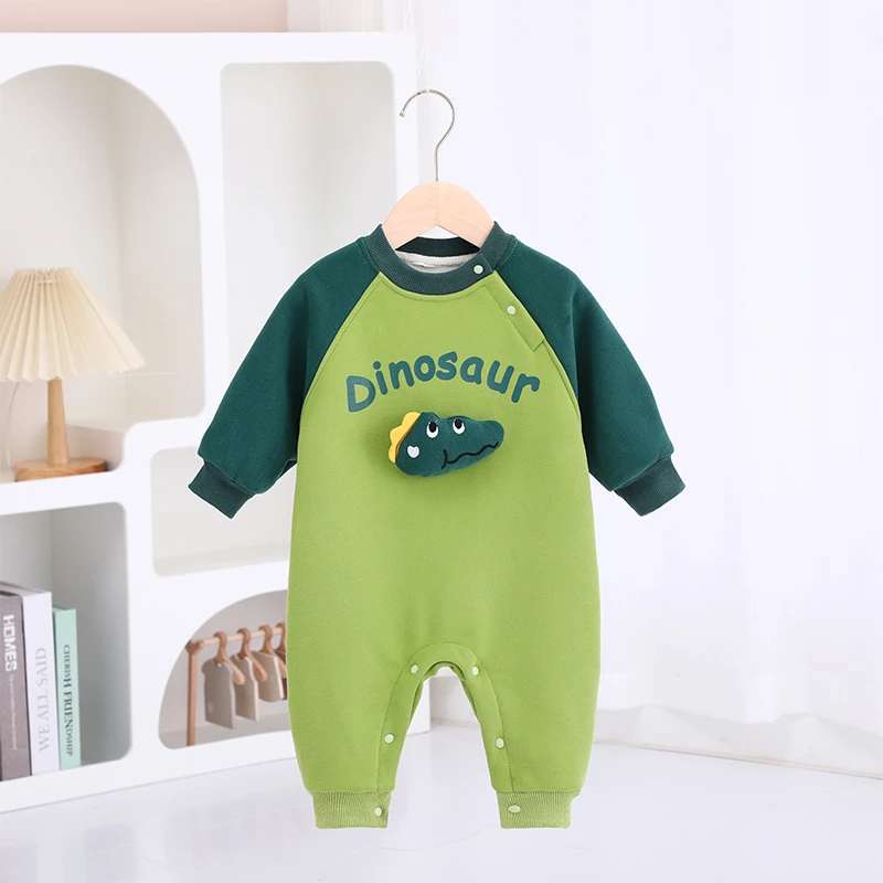 新生婴儿保暖小鳄鱼连体衣男女宝春秋满月哈衣爬服长袖内搭韩系