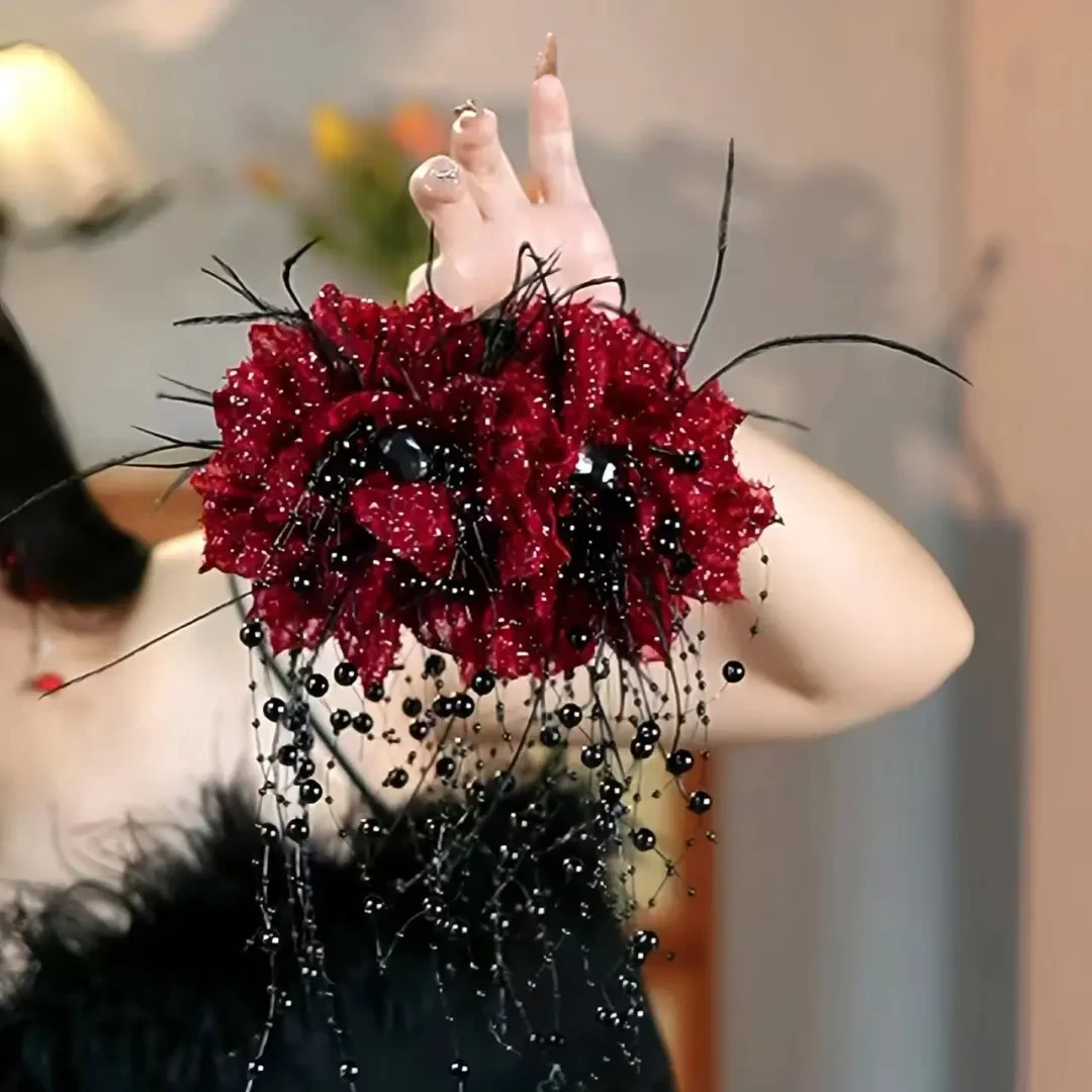 大号韩式复古港风亮闪花朵抓夹网红百搭时尚大版鲨鱼夹显发量发夹