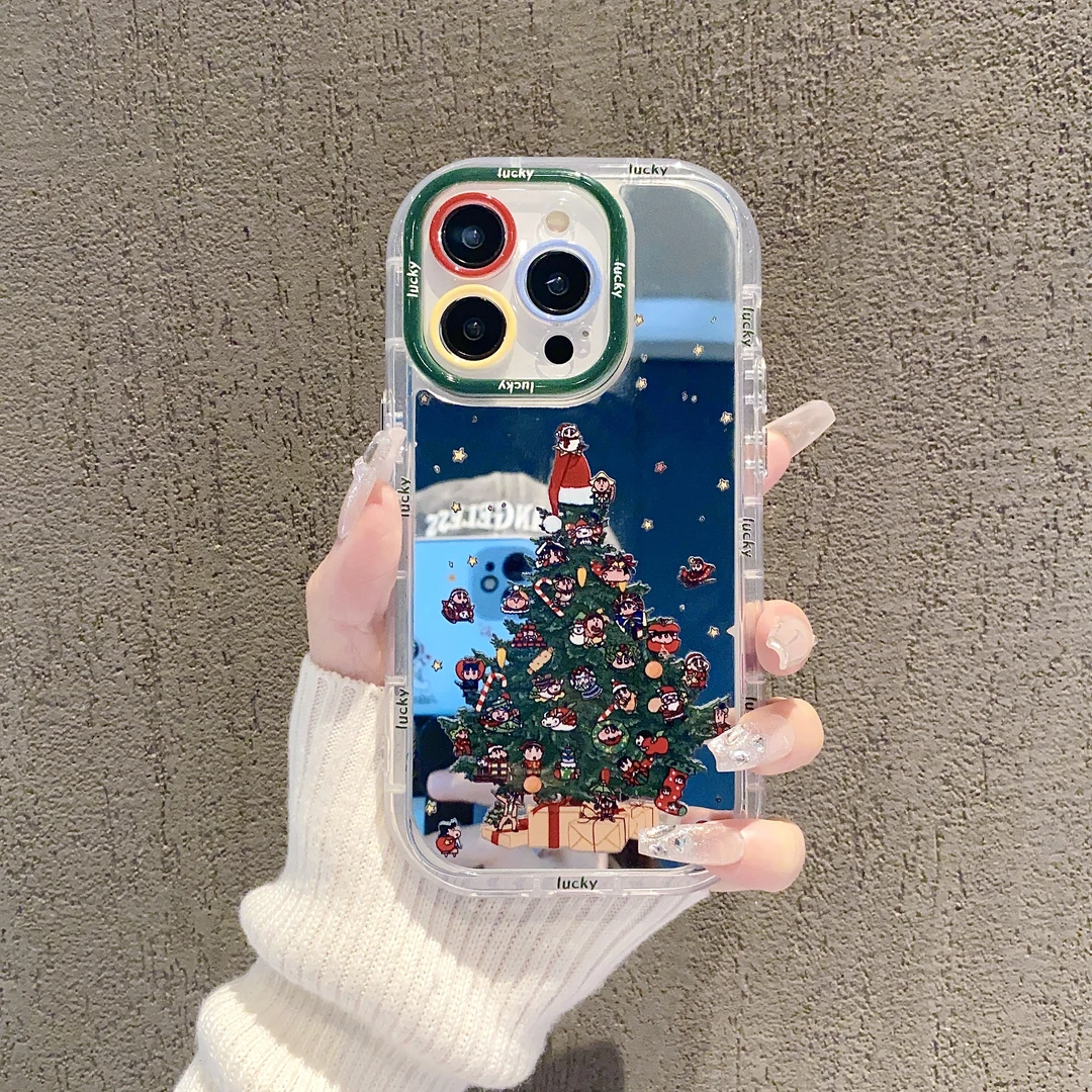 镜面奶油壳适用苹果15/iPhone/华为荣耀/OPPO/VIVO/小米手机壳潮