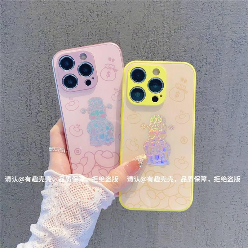 烫金玻璃壳适用苹果16/iphone/华为荣耀/OPPO/VIVO/小米手机壳潮