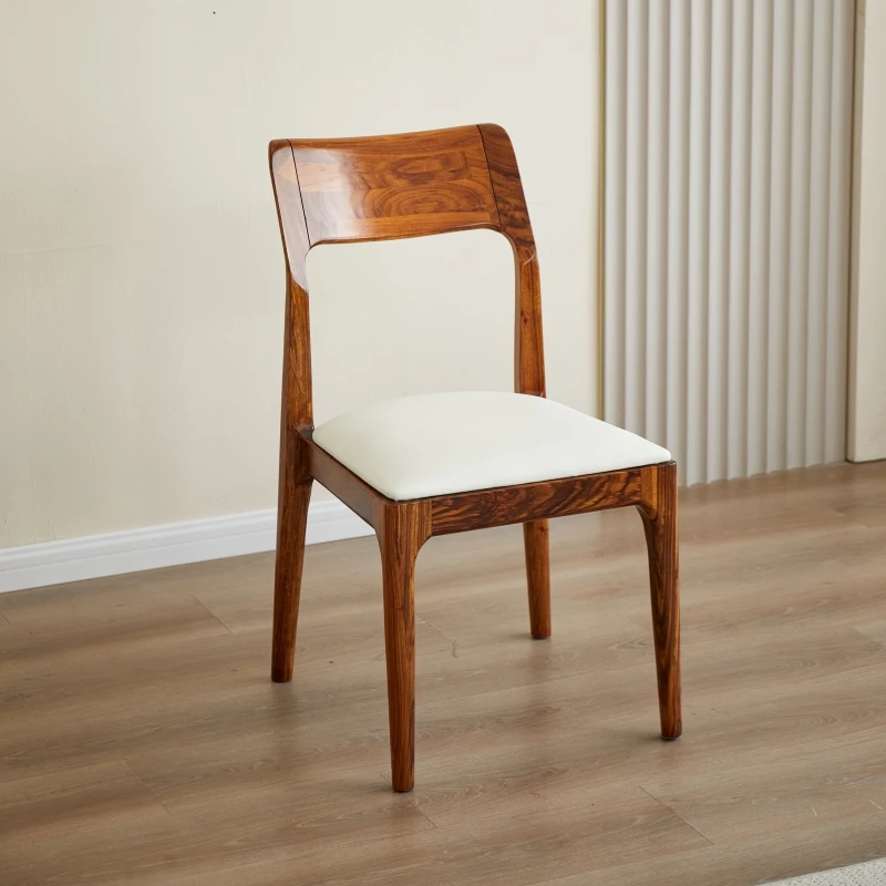 尚可优乌金木餐椅软包座板全实木现代中式轻奢原木家具餐桌椅书椅