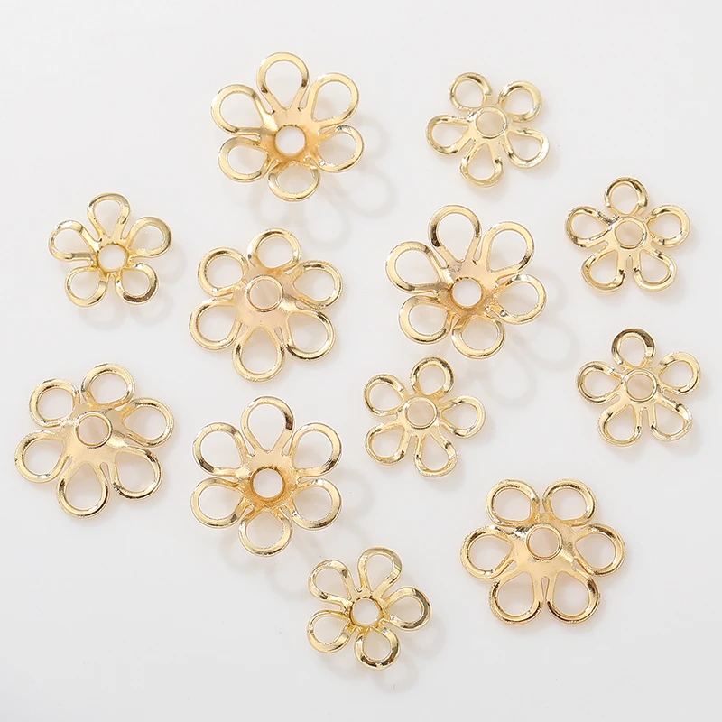 14K包金几何型花托隔片花帽手工diy制作手链项链串珠饰品材料配件