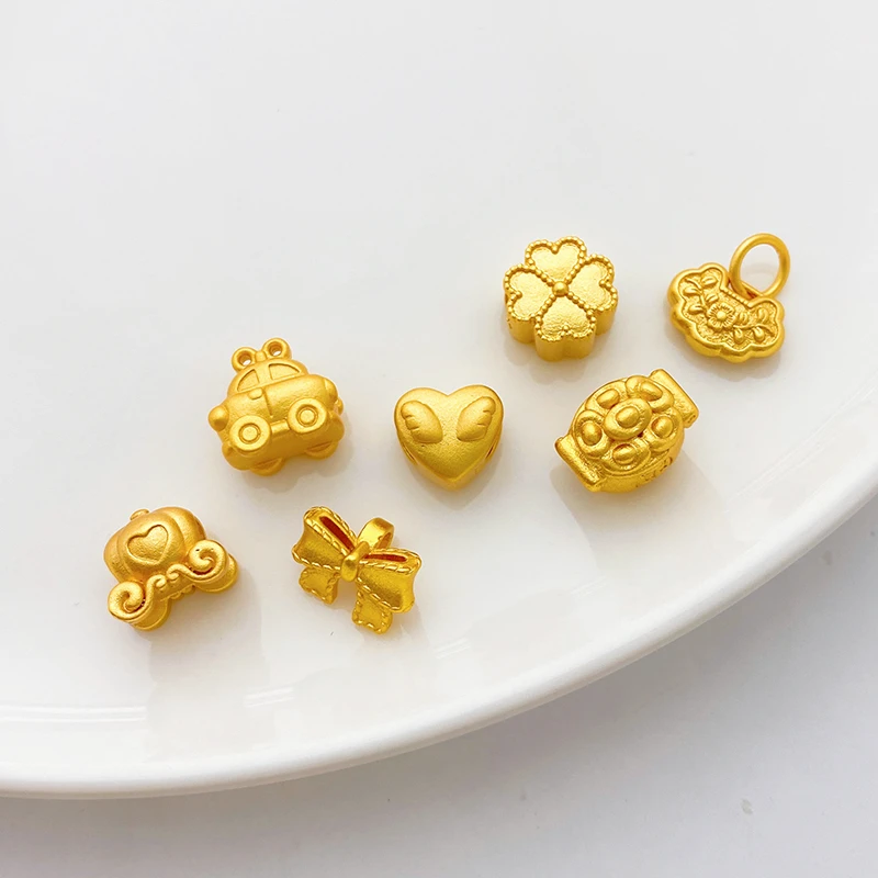 包金强保色爱心南瓜大孔隔珠散珠吊坠diy串手链项链饰品材料