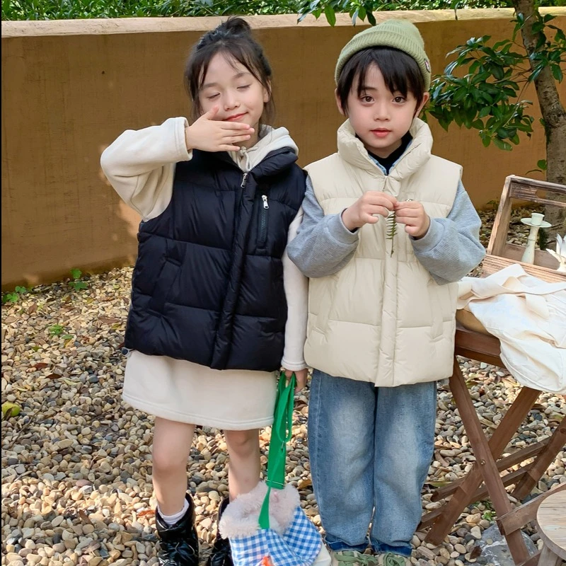 儿童秋冬轻便保暖马甲男童外穿立领坎肩女童秋季时尚百搭无袖棉衣